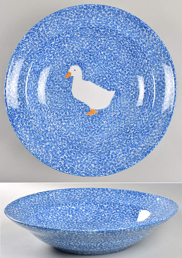 Blue Stipple with Duck 14" Pasta Serving Bowl by Los Angeles-1