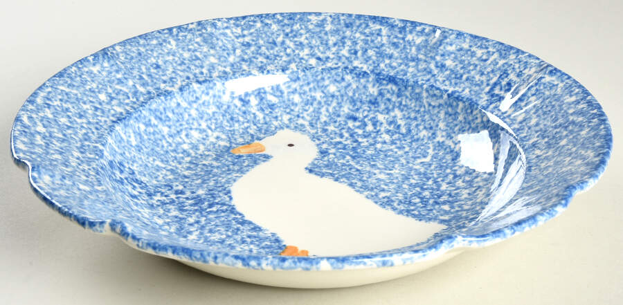 Blue Stipple with Duck 10" Round Vegetable Bowl by Los Angeles-1
