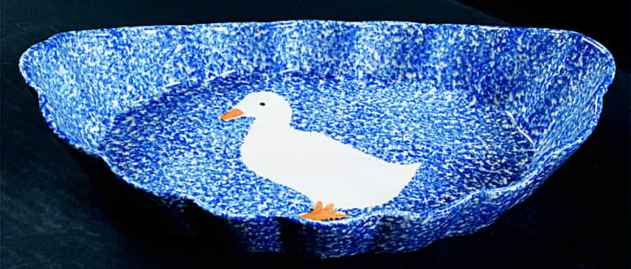 Blue Stipple with Duck 13" Augratin by Los Angeles-1