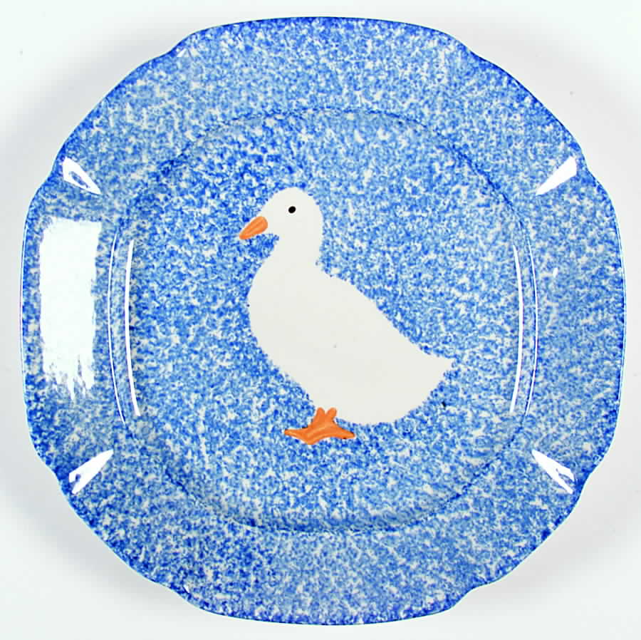 Blue Stipple with Duck Dinner Plate by Los Angeles-1