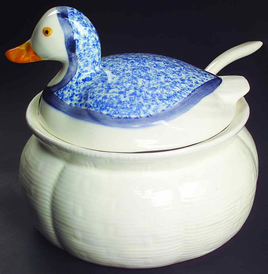 Blue Stipple with Duck Tureen &  Lid by Los Angeles-1