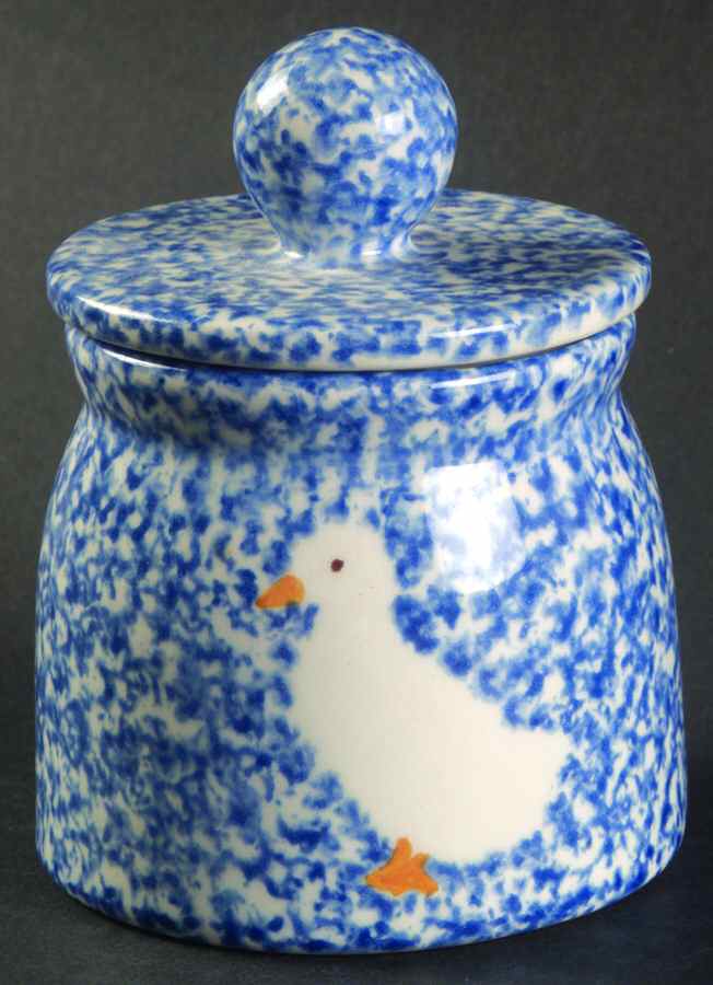 Blue Stipple with Duck Sugar Bowl & Lid by Los Angeles-1