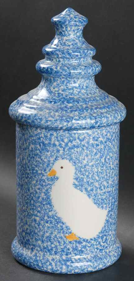Blue Stipple with Duck Medium Canister & Lid by Los Angeles-1