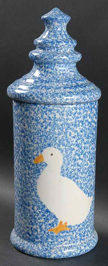 Blue Stipple with Duck Large Canister & Lid by Los Angeles-1