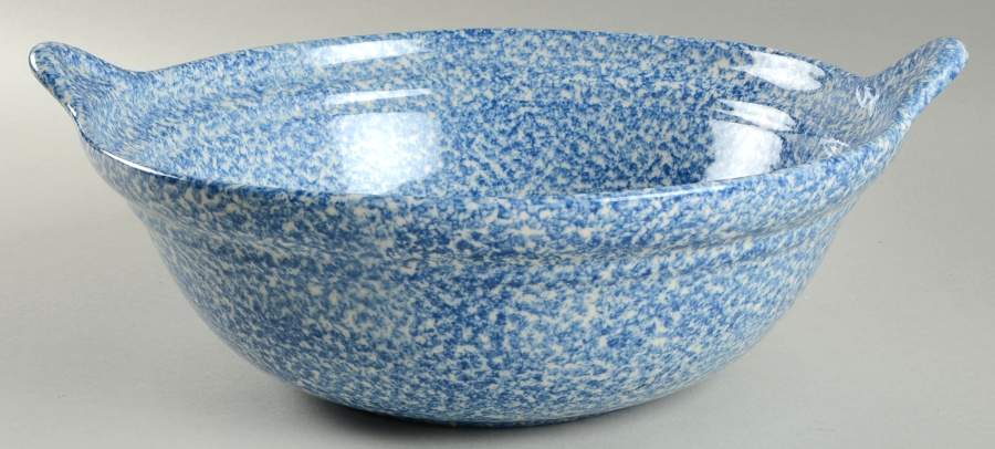 Blue Stipple with Duck 12" Round Handled Bowl by Los Angeles-1