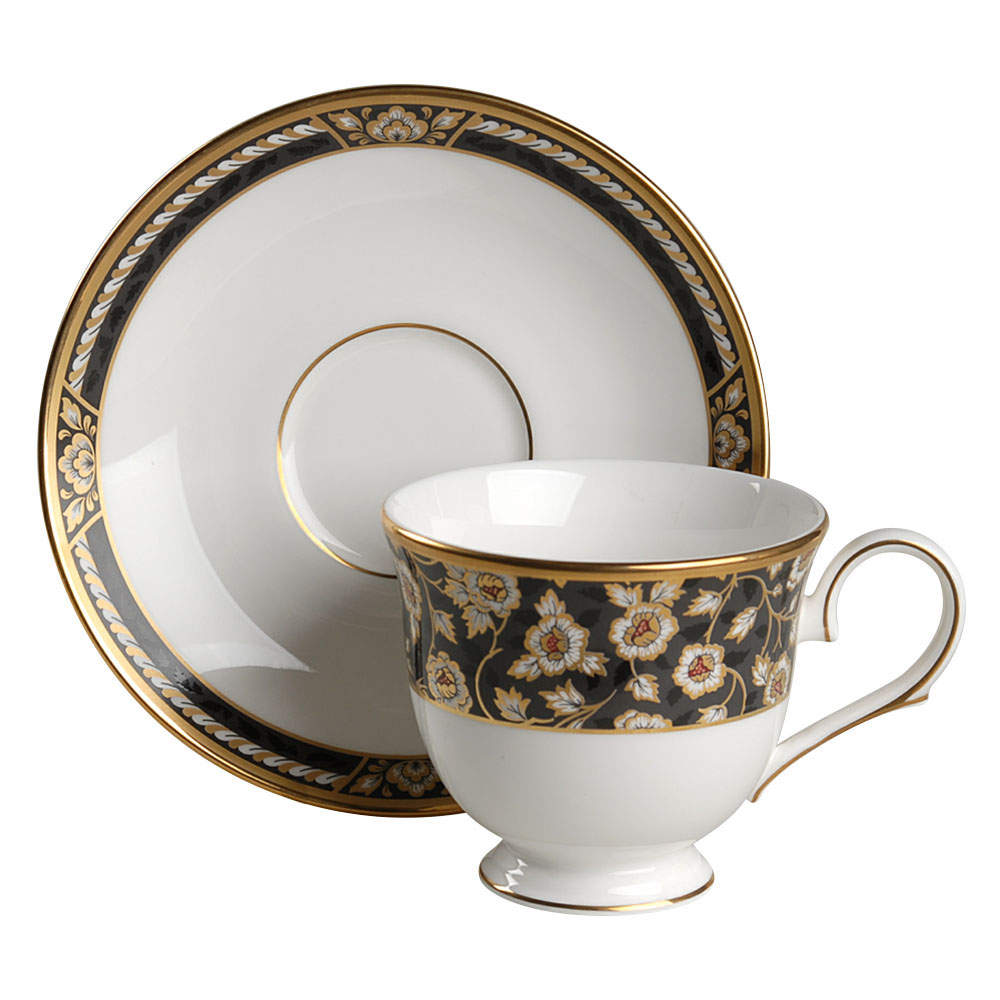Golden Dynasty (White Background) Footed Cup & Saucer Set by Lenox-1