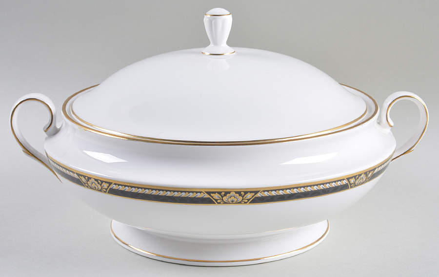 Golden Dynasty (White Background) Round Covered Vegetable by Lenox-1