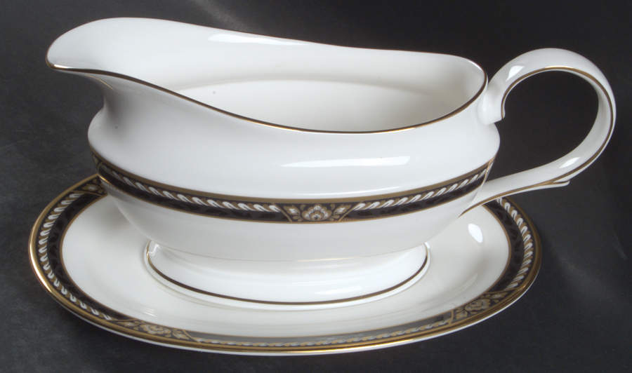 Golden Dynasty (White Background) Gravy Boat & Underplate by Lenox-1