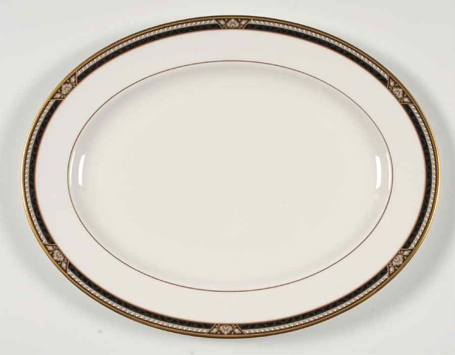 Golden Dynasty (White Background) 16" Oval Serving Platter by Lenox-1