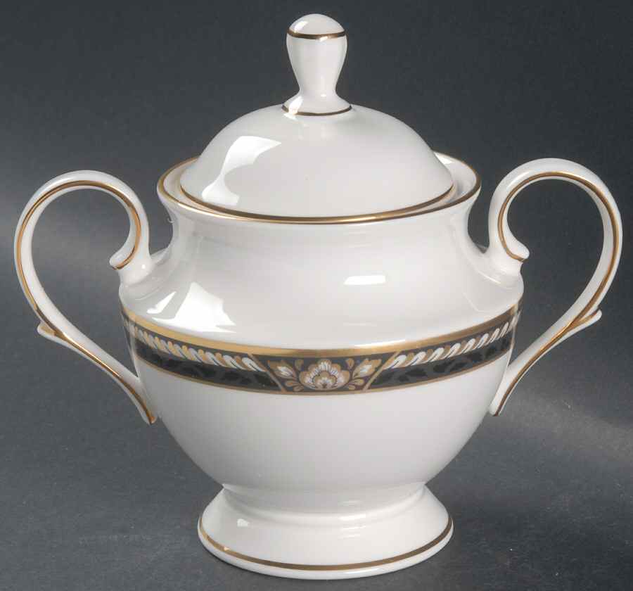 Golden Dynasty (White Background) Sugar Bowl & Lid by Lenox-1