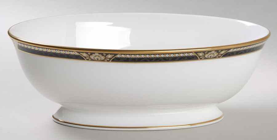 Golden Dynasty (White Background) 9" Oval Vegetable Bowl by Lenox-1