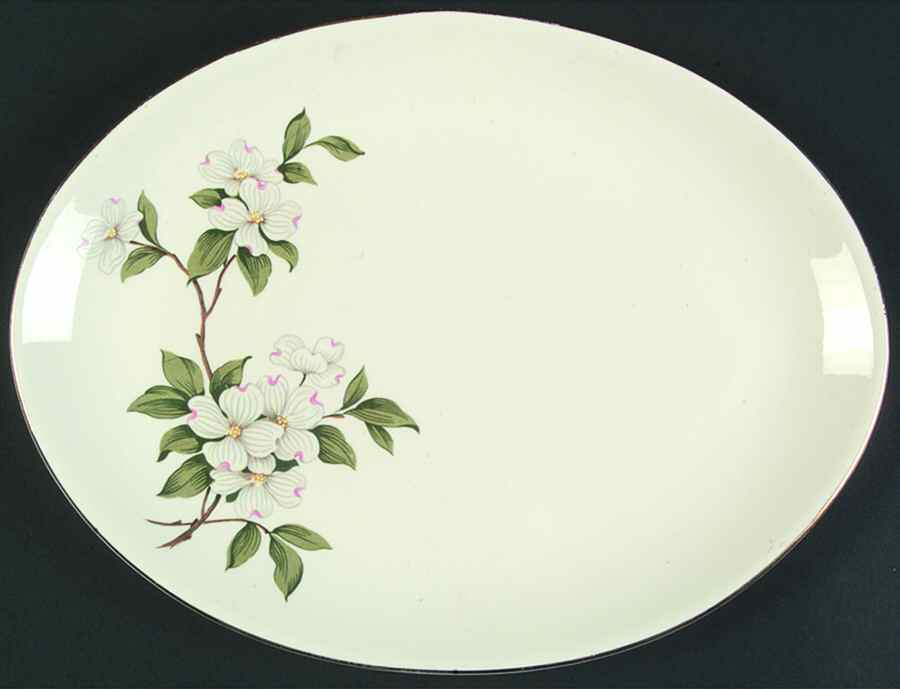 New Dogwood 11" Oval Serving Platter by Limoges-American-1
