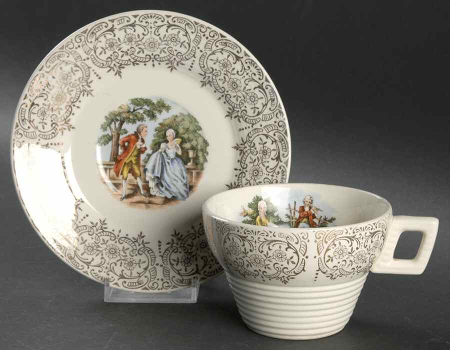 Chantilly Flat Cup & Saucer Set by Limoges-American-1