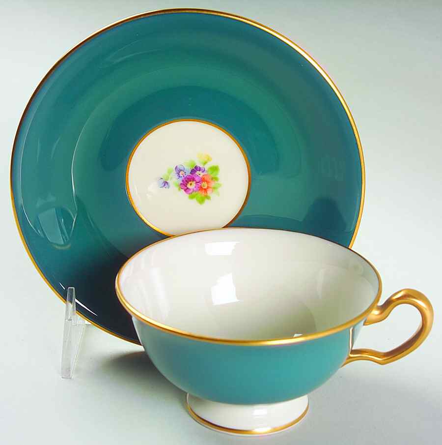 J345X9-1 Blue (Smooth) Footed Cup & Saucer Set by Lenox-1