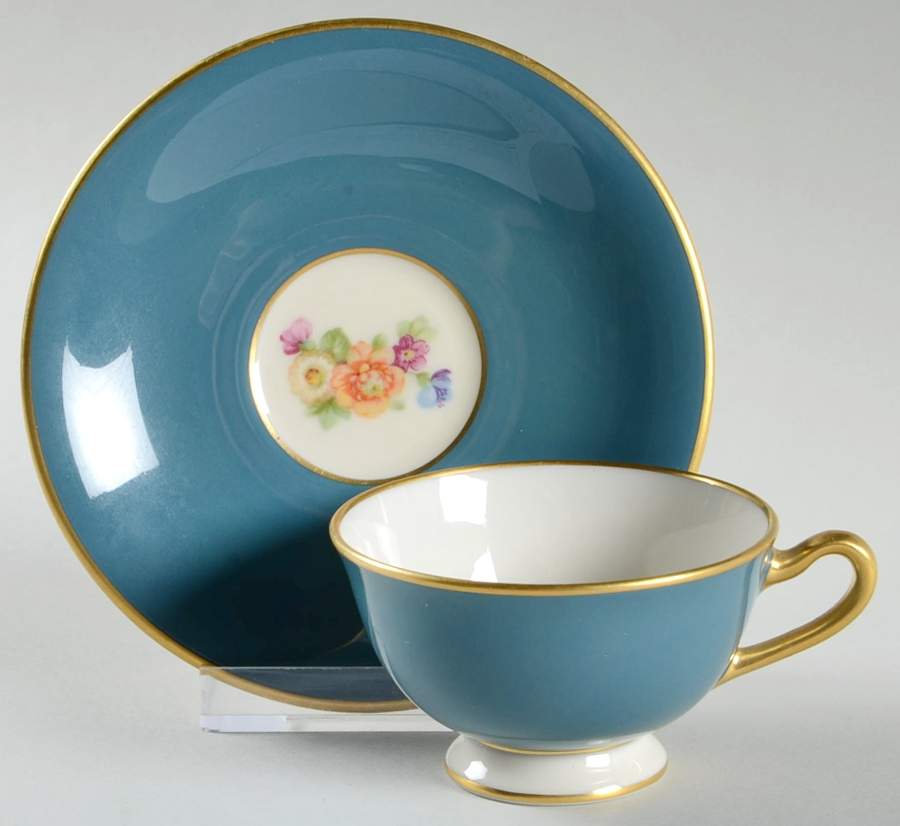 J345X9-1 Blue (Smooth) Footed Demitasse Cup & Saucer Set by Lenox-1