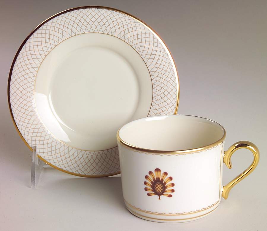 Au Courant Vanilla Flat Cup & Saucer Set by Lenox-1