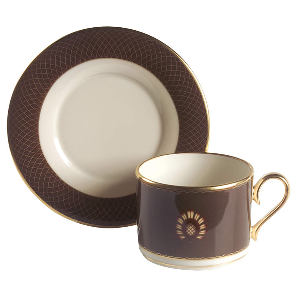 Au Courant Cocoa Flat Cup & Saucer Set by Lenox-1