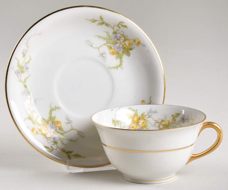LIM48 Flat Cup & Saucer Set by Limoges-French-1