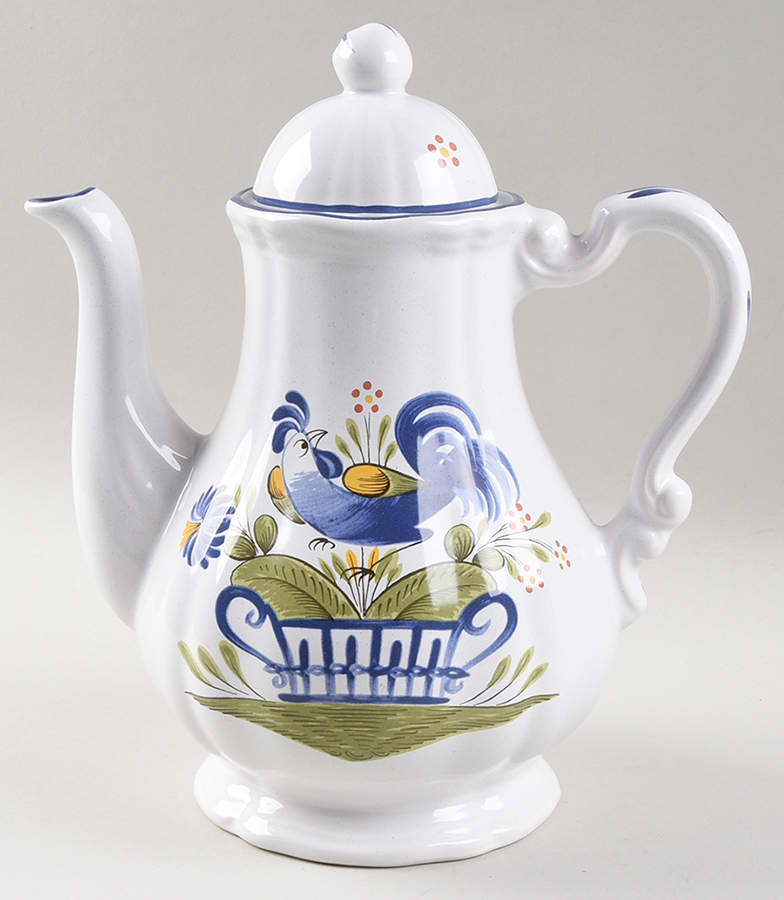 Chanteclerc Blue Coffee Pot & Lid by Luneville-1