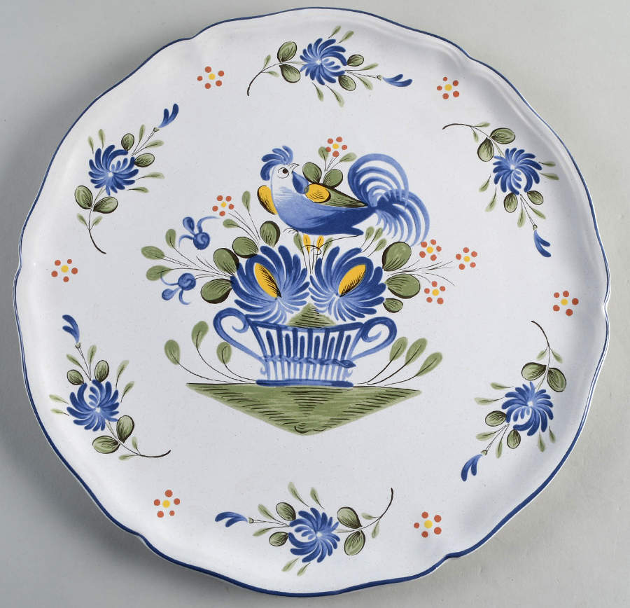Chanteclerc Blue Chop Plate (Round Platter) by Luneville-1