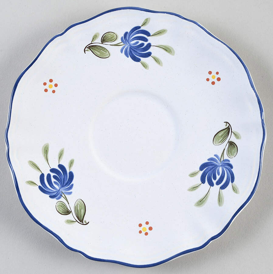 Chanteclerc Blue Saucer for Breakfast Cup by Luneville-1