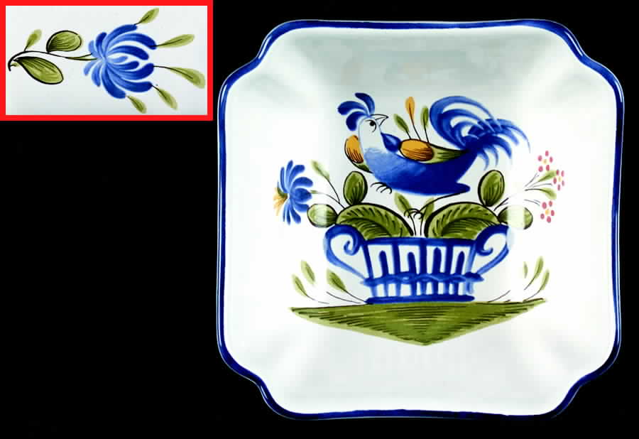 Chanteclerc Blue Small Square Dish by Luneville-1