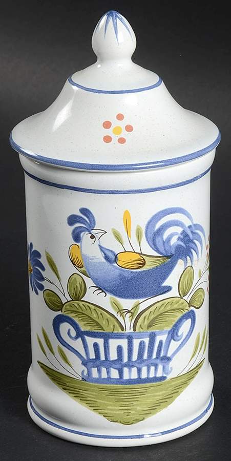 Chanteclerc Blue Cotton Ball Jar and Lid by Luneville-1
