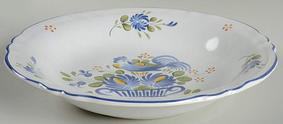 Chanteclerc Blue 13" Deep Round Platter by Luneville-1