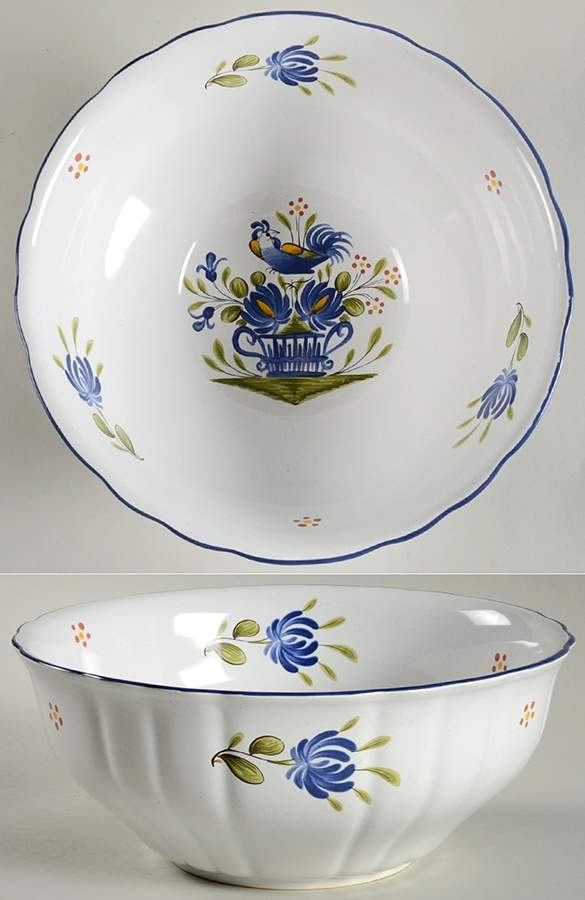 Chanteclerc Blue 8" Round Vegetable Bowl by Luneville-1