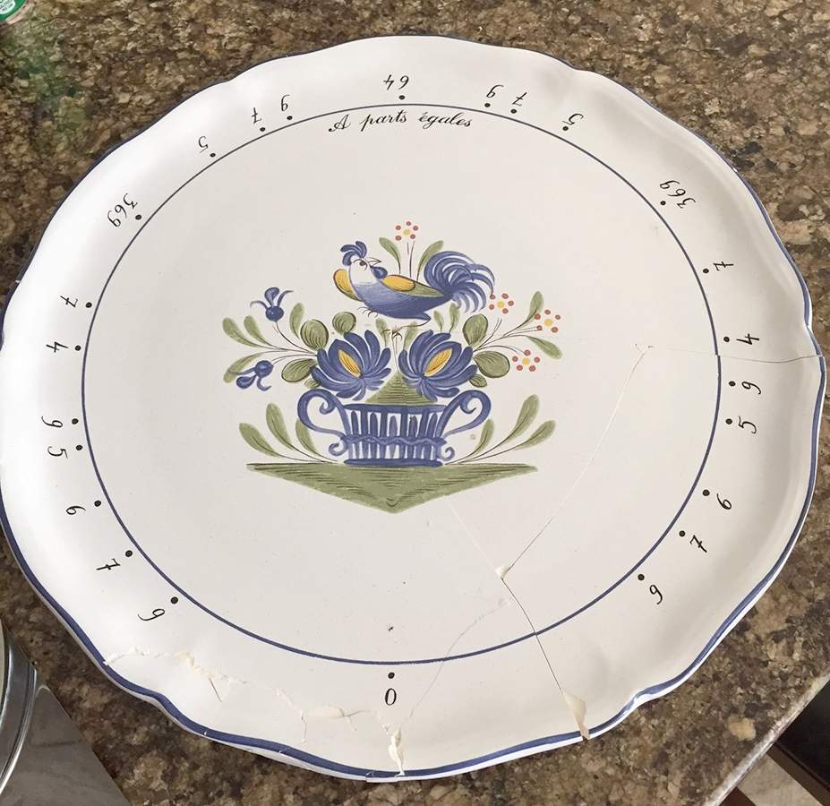Chanteclerc Blue 15" Portioned Pie Platter by Luneville-1