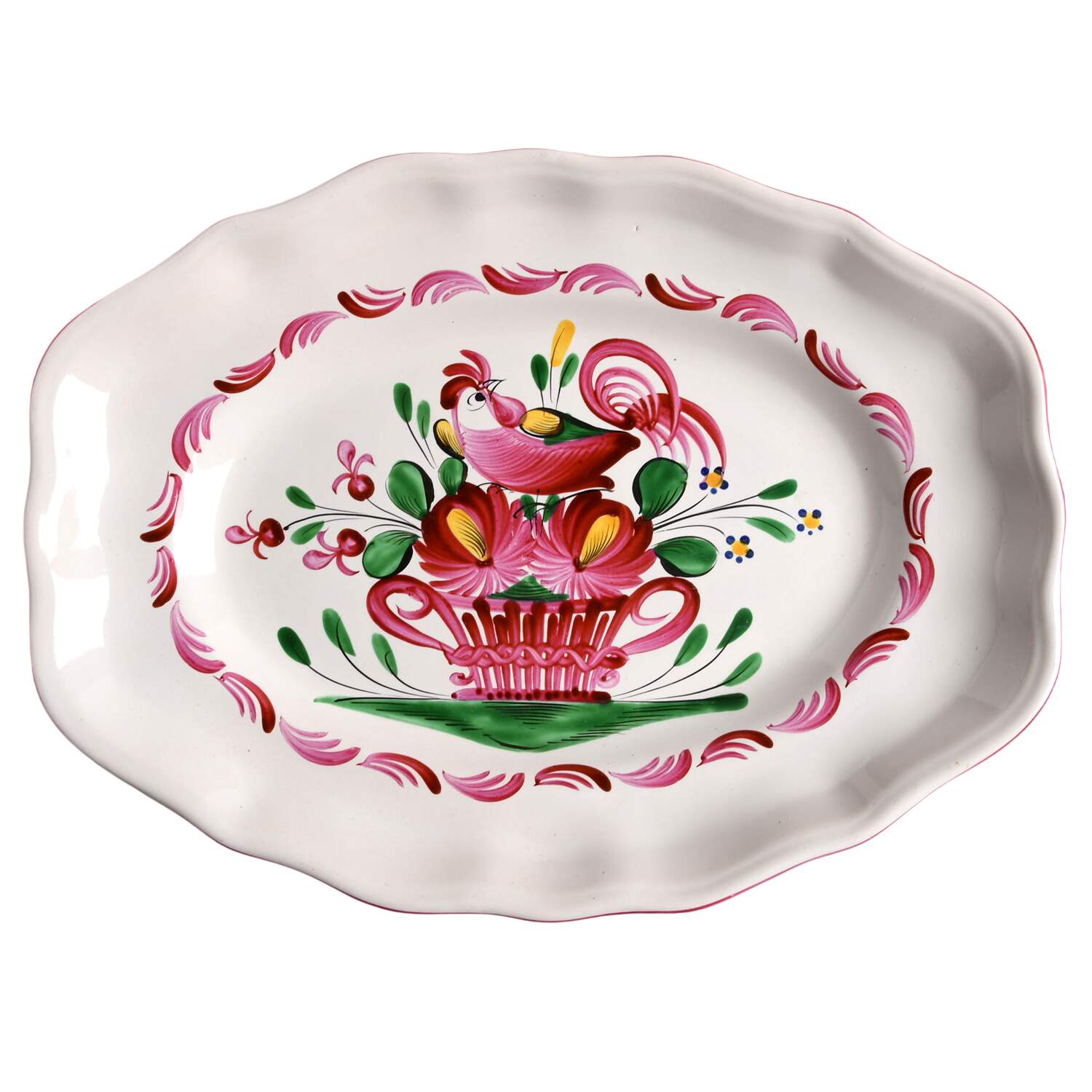Chanteclerc Red 12" Oval Serving Platter by Luneville-1