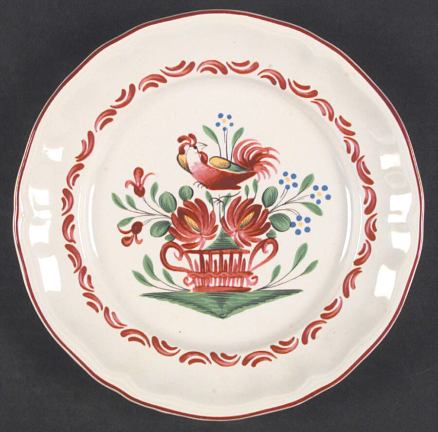 Chanteclerc Red Salad Plate by Luneville-1