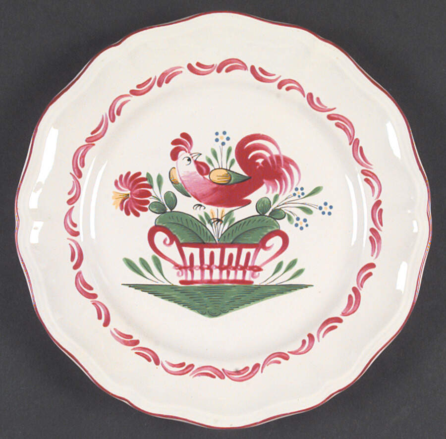 Chanteclerc Red Dinner Plate by Luneville-1