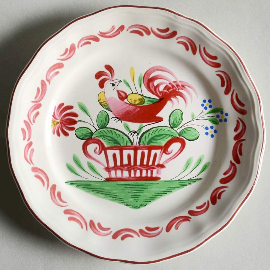 Chanteclerc Red Bread & Butter Plate by Luneville-1