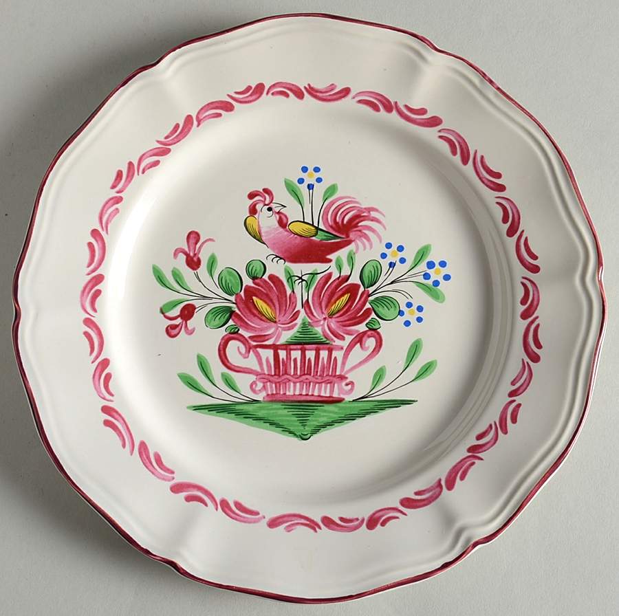 Chanteclerc Red Salad/Dessert Plate by Luneville-1