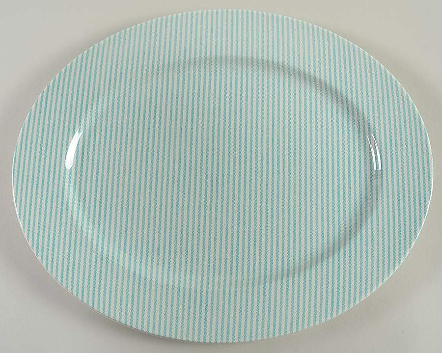 Button Down Green 13" Oval Serving Platter by Ralph Lauren China-1