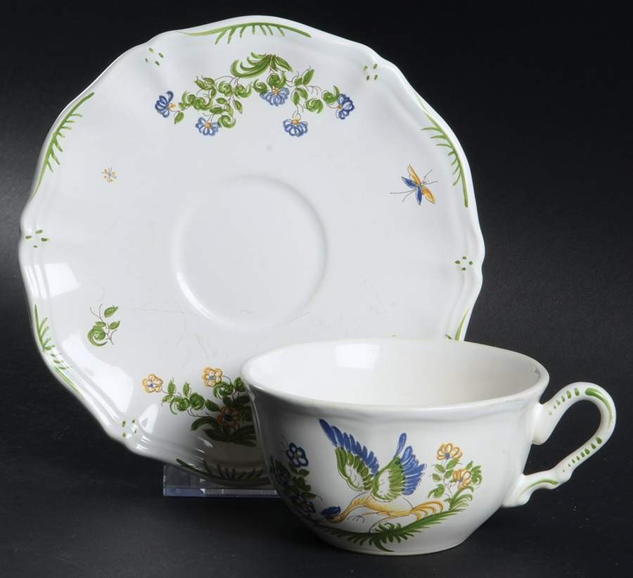 Moustiers Flat Cup & Saucer Set by Luneville-1
