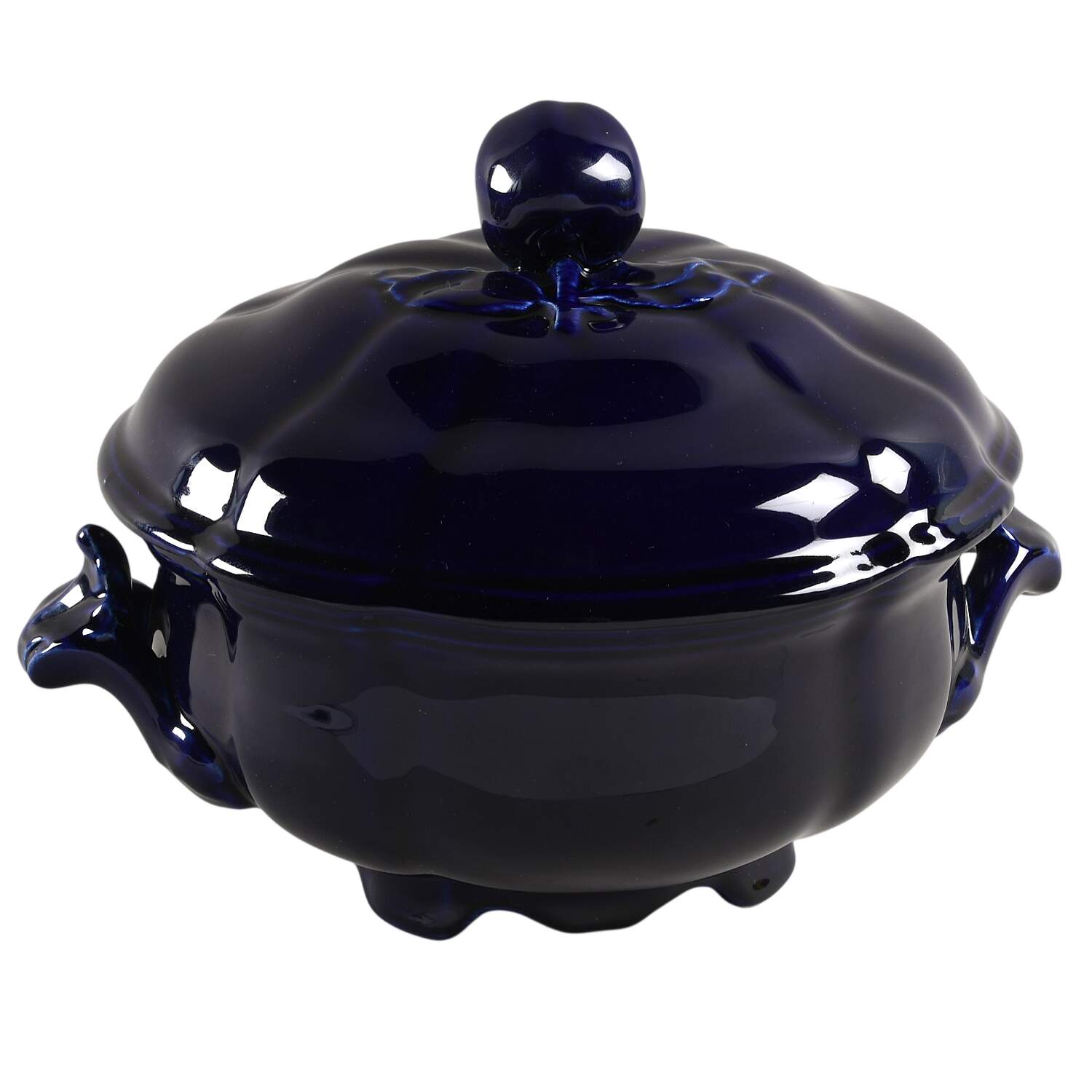 Louis XV Cobalt Round Covered Vegetable by Luneville-1