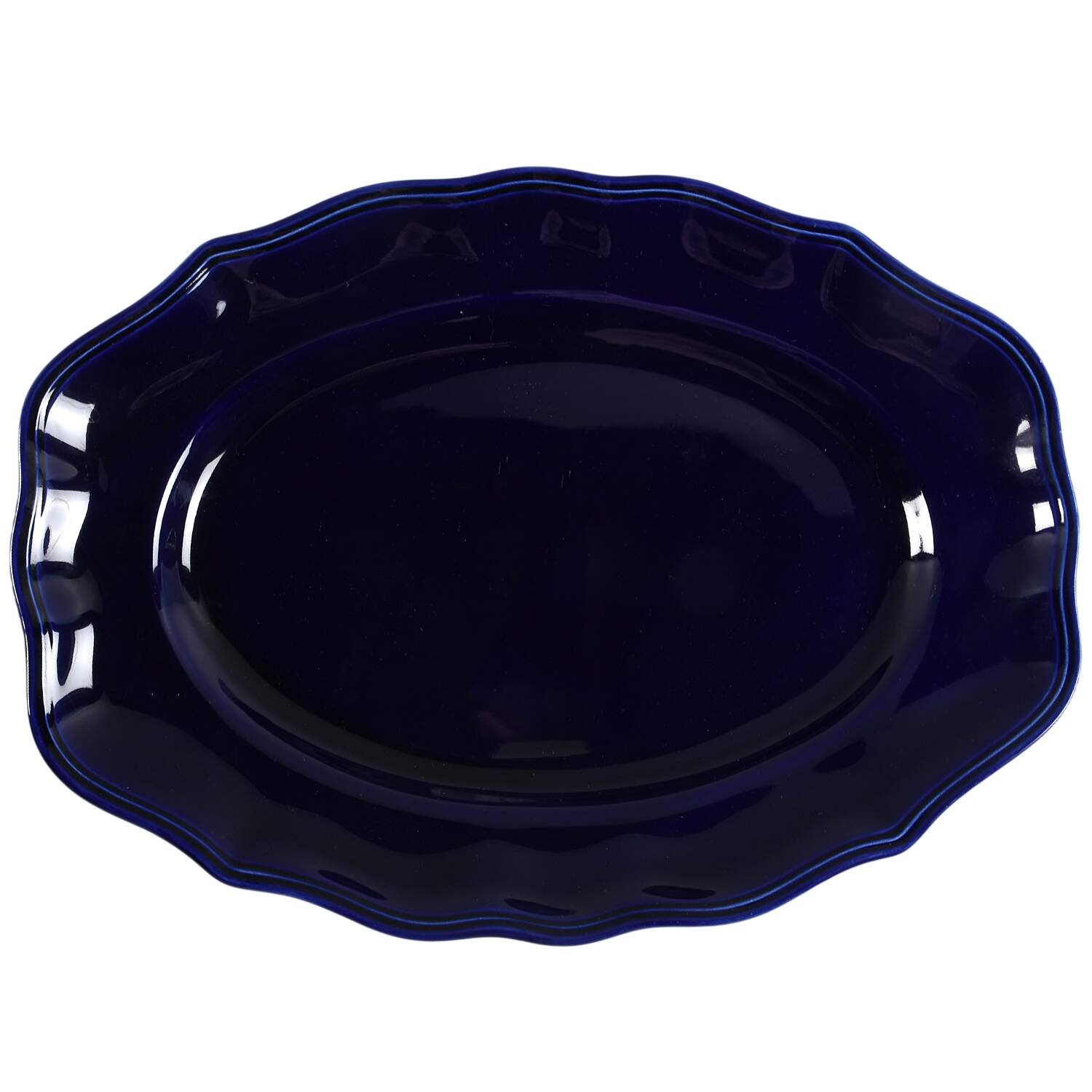 Louis XV Cobalt 14" Oval Serving Platter by Luneville-1