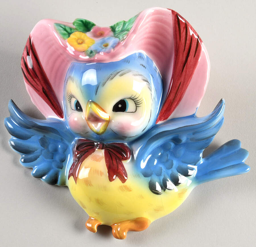 Blue Bird 6" Wall Pocket Vase by Lefton-1