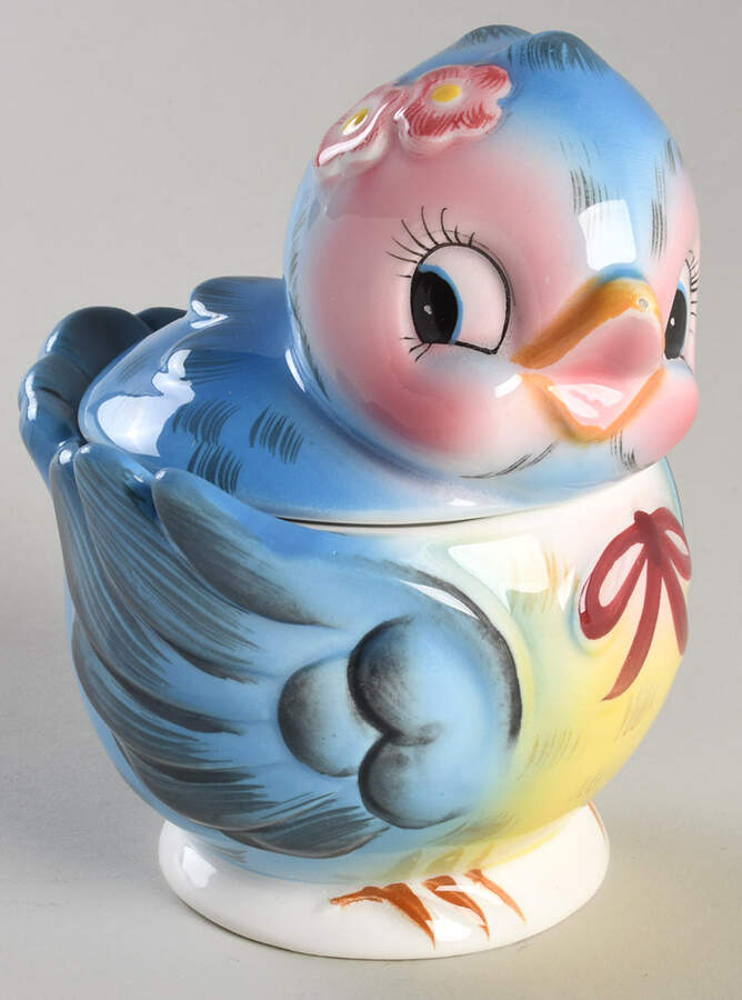 Blue Bird Sugar Bowl & Lid by Lefton-1