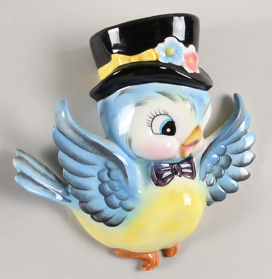 Blue Bird 6" Wall Pocket Vase by Lefton-1