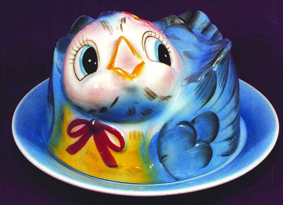 Blue Bird Covered Butter/Cheese by Lefton-1