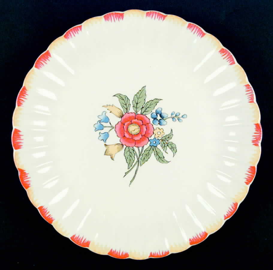 Mayfair (Brushed Red & Yellow Border) Dinner Plate by Limoges-American-1