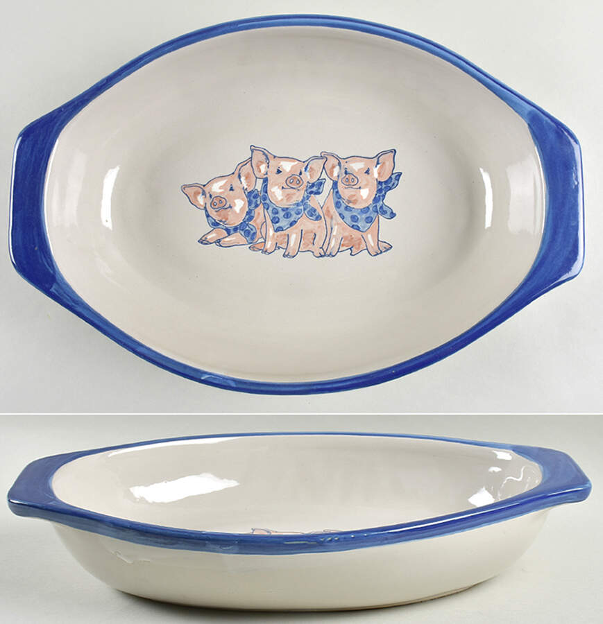 Precious Pigs 14" Oval Baker by Louisville-1