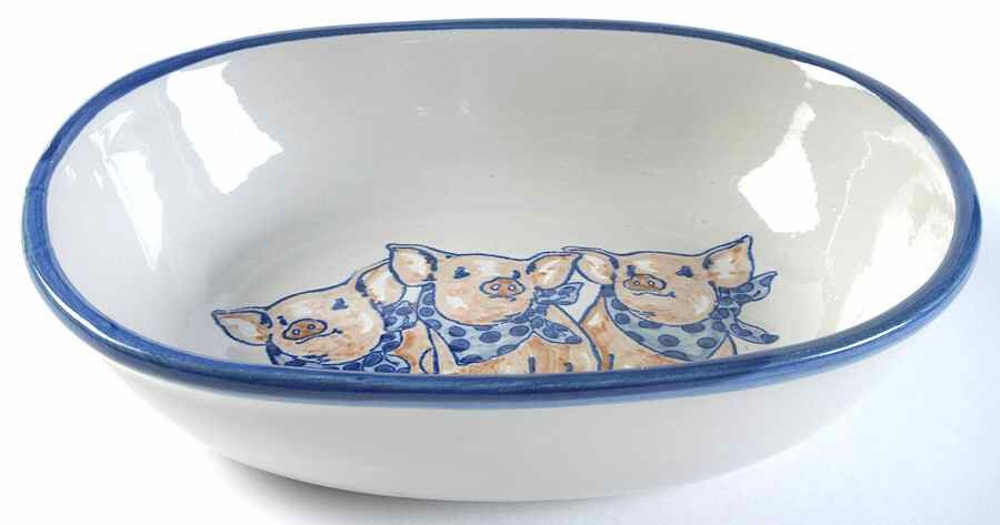 Precious Pigs 9" Oval Vegetable Bowl by Louisville-1