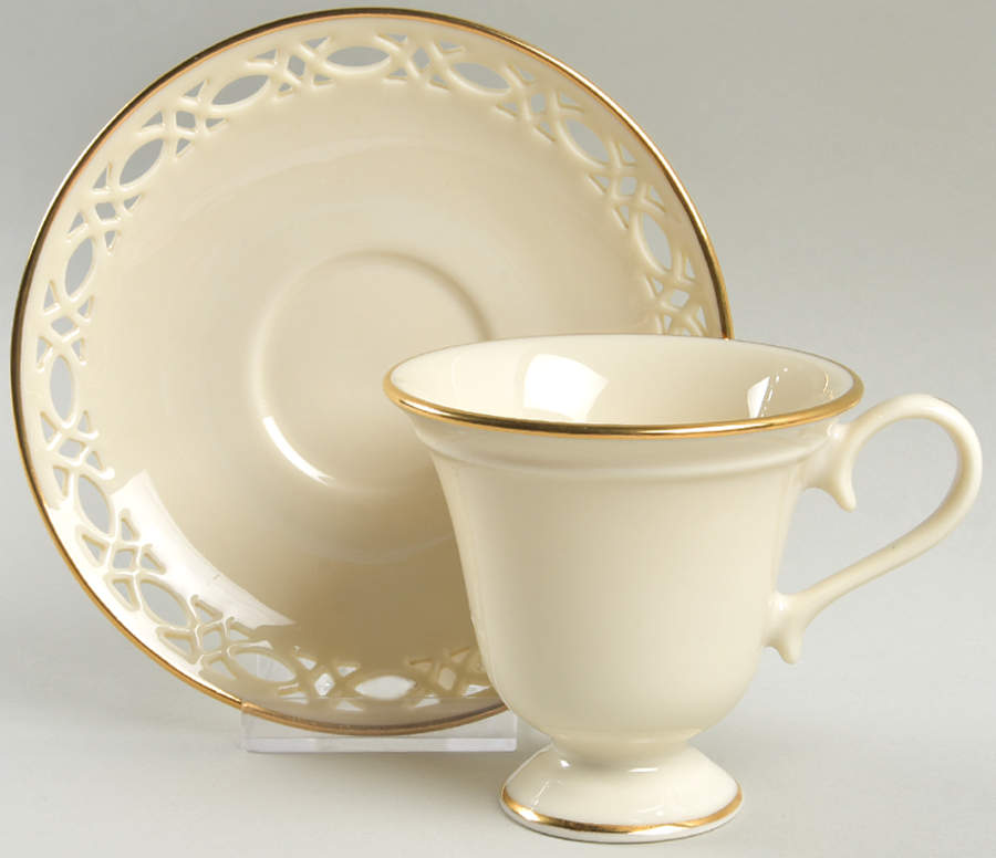Trapunto Footed Cup & Saucer Set by Lenox-1