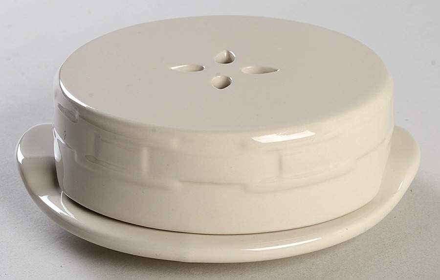 Woven Traditions Ivory Cheese Baker (Brie) & Lid by Longaberger-1
