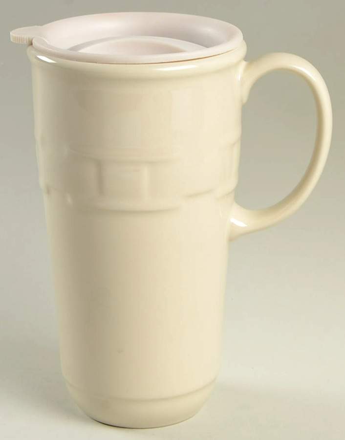 Woven Traditions Ivory Travel Mug & Plastic Lid by Longaberger-1