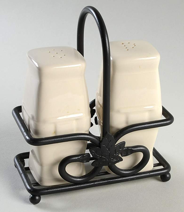 Woven Traditions Ivory Salt & Pepper w/Metal Stand (SAPM2) by Longaberger-1